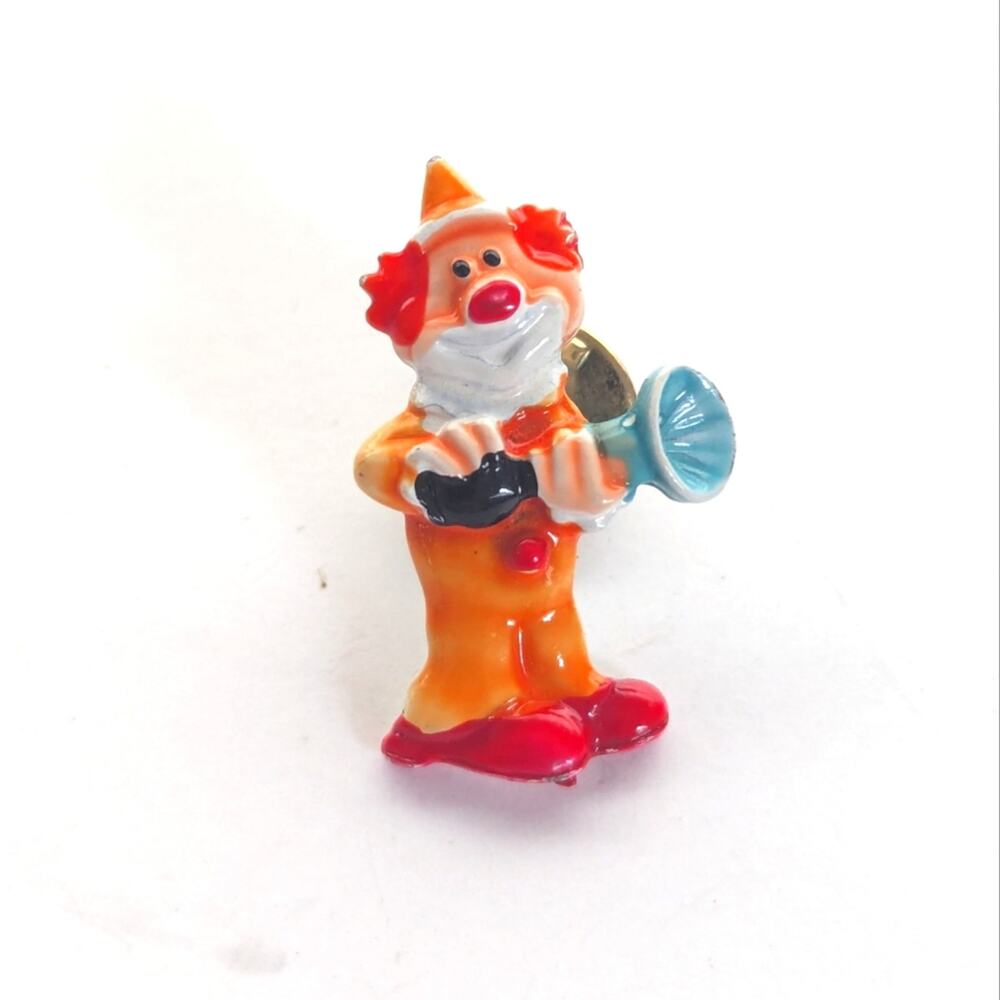 Vintage Estate Signed J Jo Collectible Acrylic Whimsical Circus Clown Lapel Pin